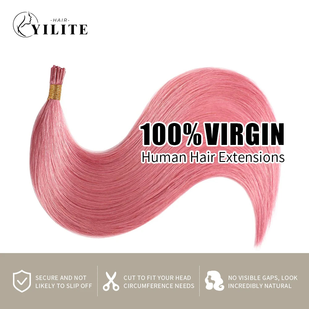 Extensiones de punta en I de color rosa intenso