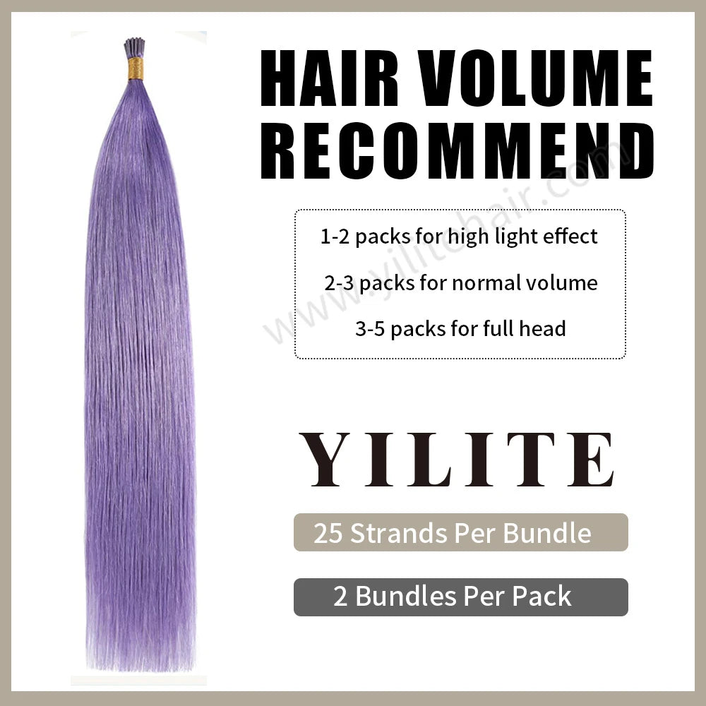 Extensiones de punta en I de color rosa púrpura