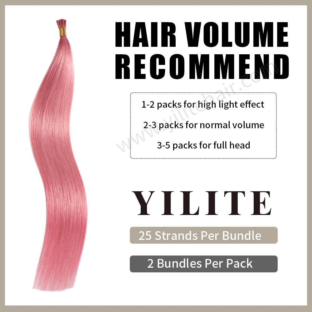 Extensiones de punta en I de color rosa intenso