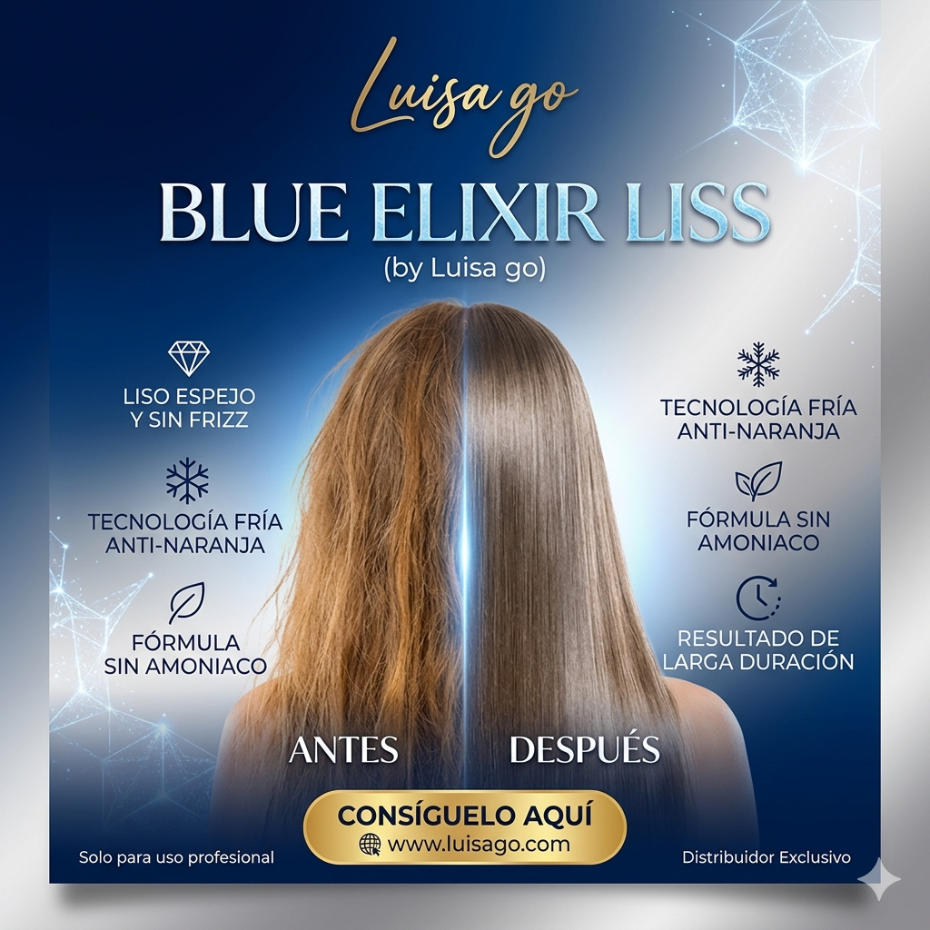 "Blue Elixir: keratina# Molecular Recovery & Smooth" La evolución del alisado orgánico para cabellos exigentes."
• "Arquitectura capilar avanzada sin químicos agresivos."