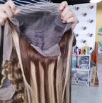 Peluca 100% cabello humano liso mechas y encaje