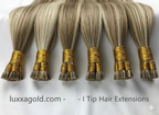 Extensiones con punta en I de castaño oscuro a rubio platino (#T2/60)