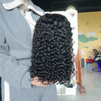 Peluca Bob Rizada de encaje frontal completo transparente