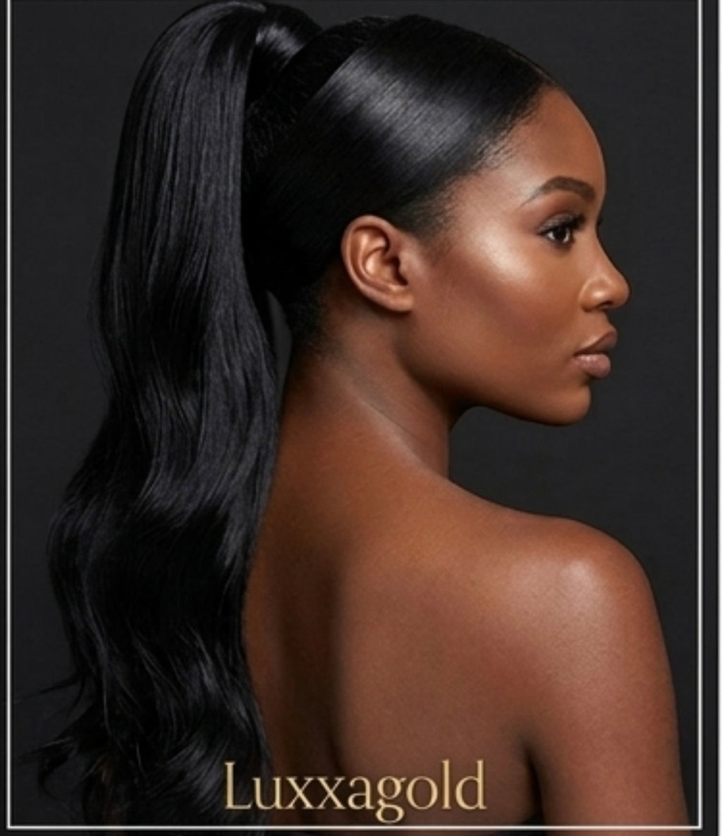 "Signature Ponytail Luxxagold: 100% Remy Human Hair"