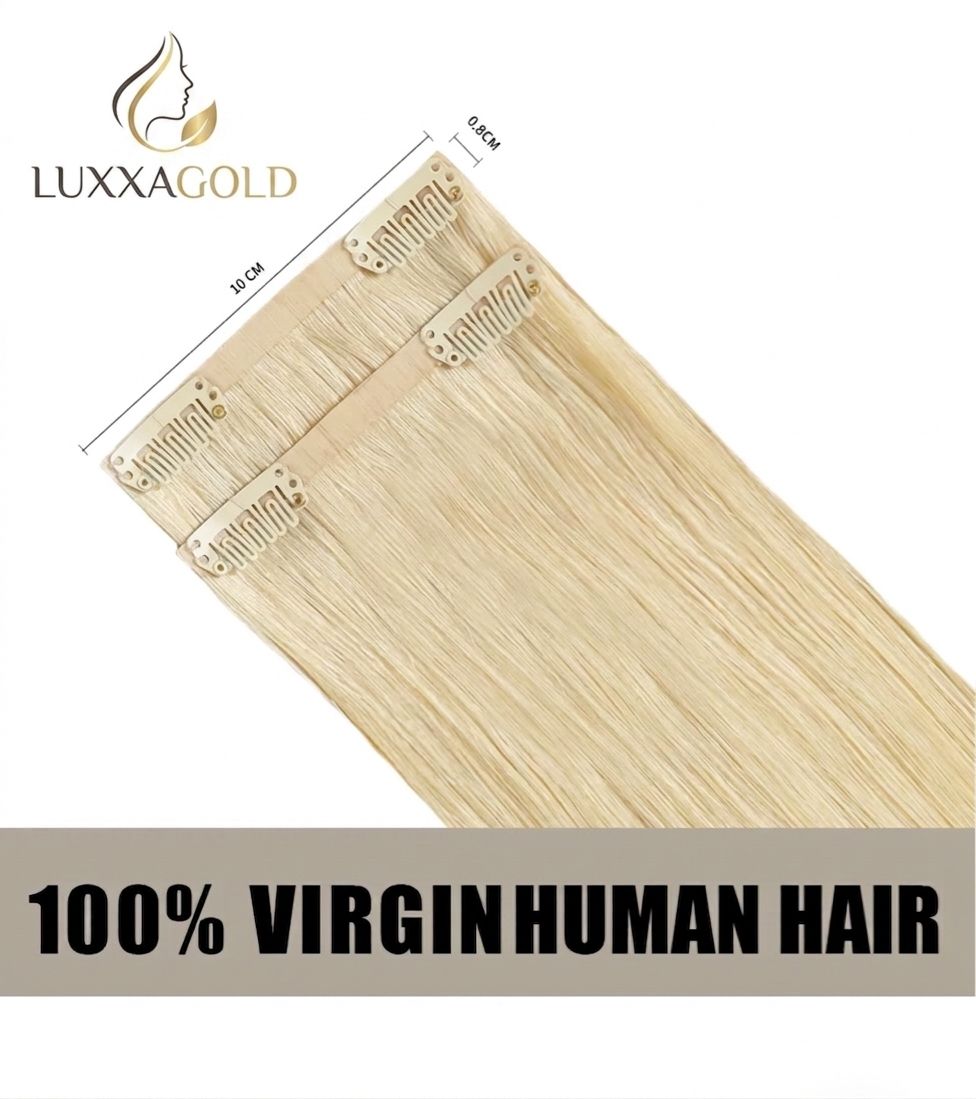 (#613) Bleach Blonde Seamless Clip In Hair Pads 4Pcs 8 Clips