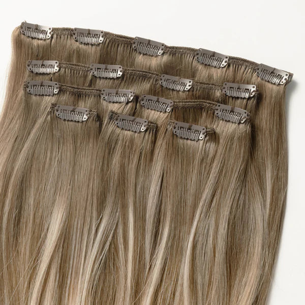 Clip in extensions - Light Ash Blonde Balayage 5B+60B