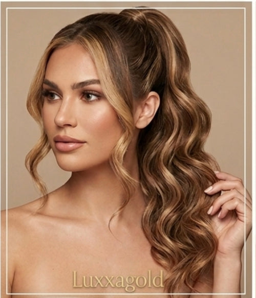 "Signature Ponytail Luxxagold: 100% Remy Human Hair"