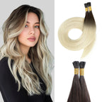 Extensiones con punta en I de castaño oscuro a rubio platino (#T2/60)