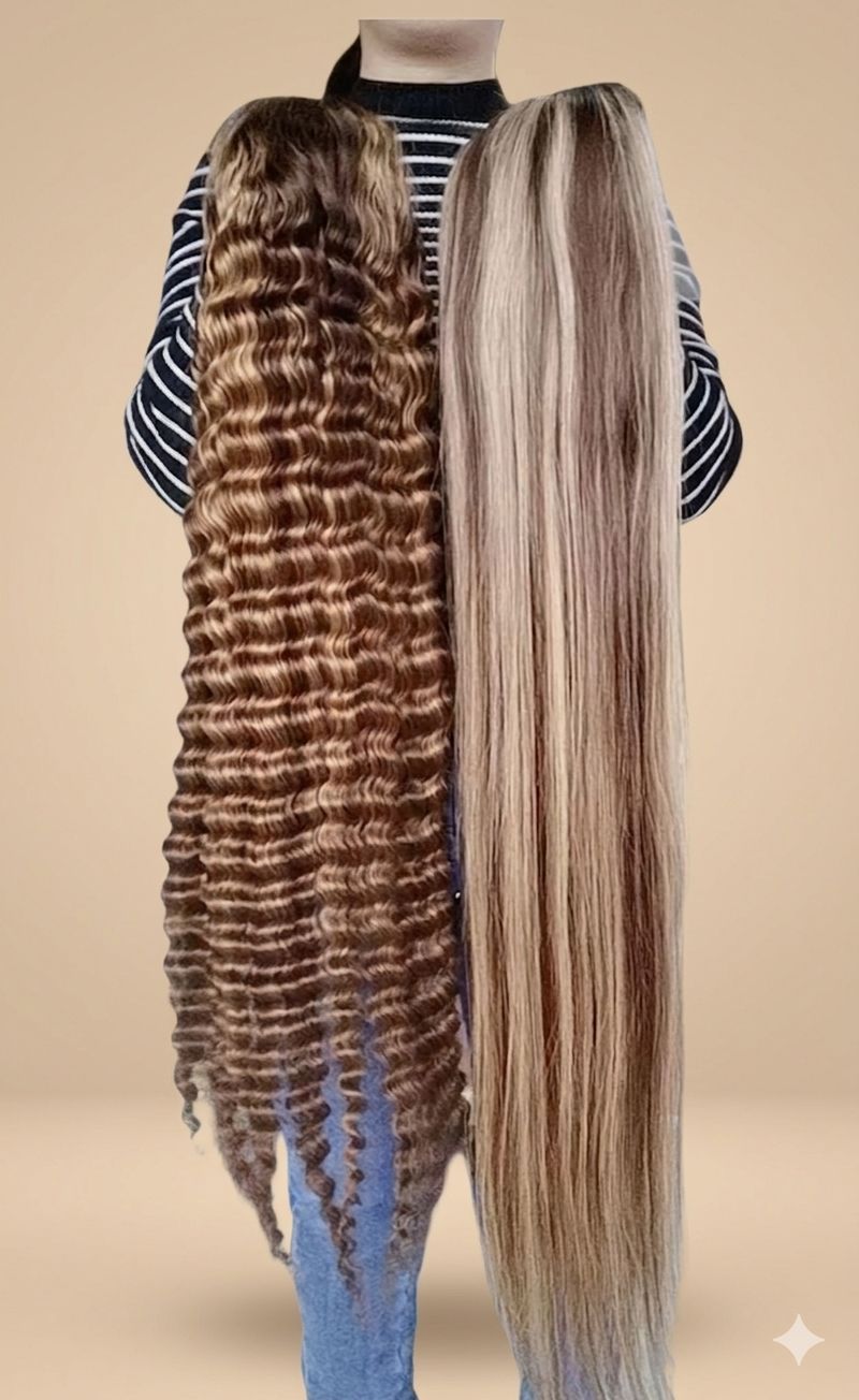 Peluca 100% cabello humano liso mechas y encaje