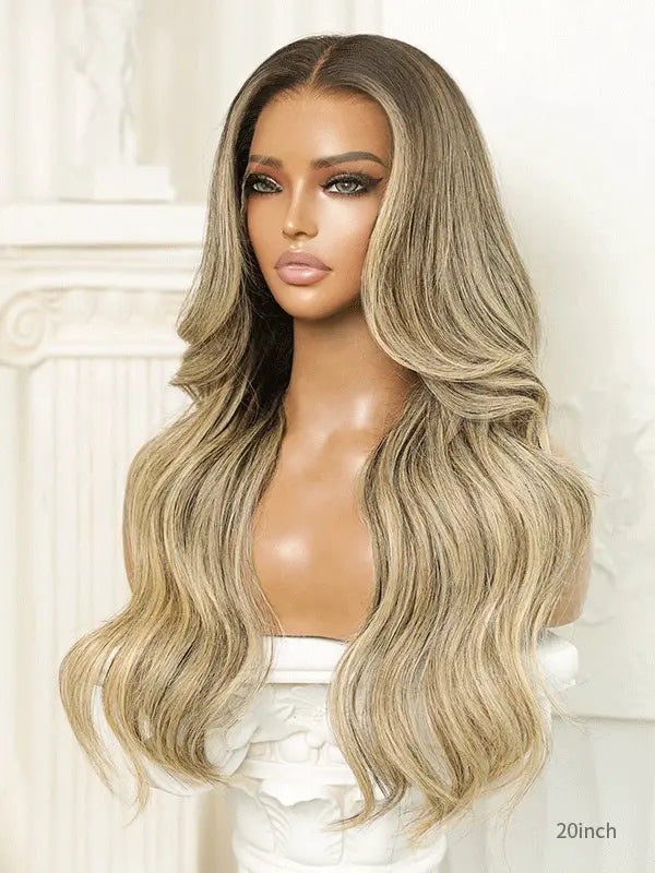 Crystiana Blonde Wig With Dark Roots Glueless Wig