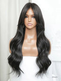 Rylee Loose Wave Curtain Bangs Natural Black Wig
