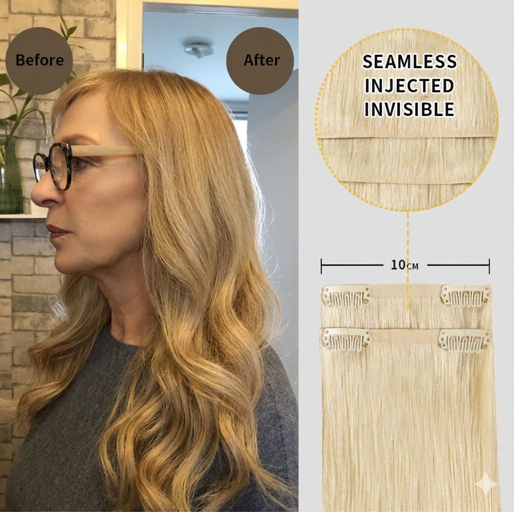 (#613) Bleach Blonde Seamless Clip In Hair Pads 4Pcs 8 Clips